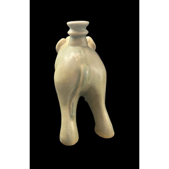 Vintage Thai Celadon Matte Gray Crackled Glaze Elephant Statue Large 8.5"x11"x5" - Picture 12 of 16